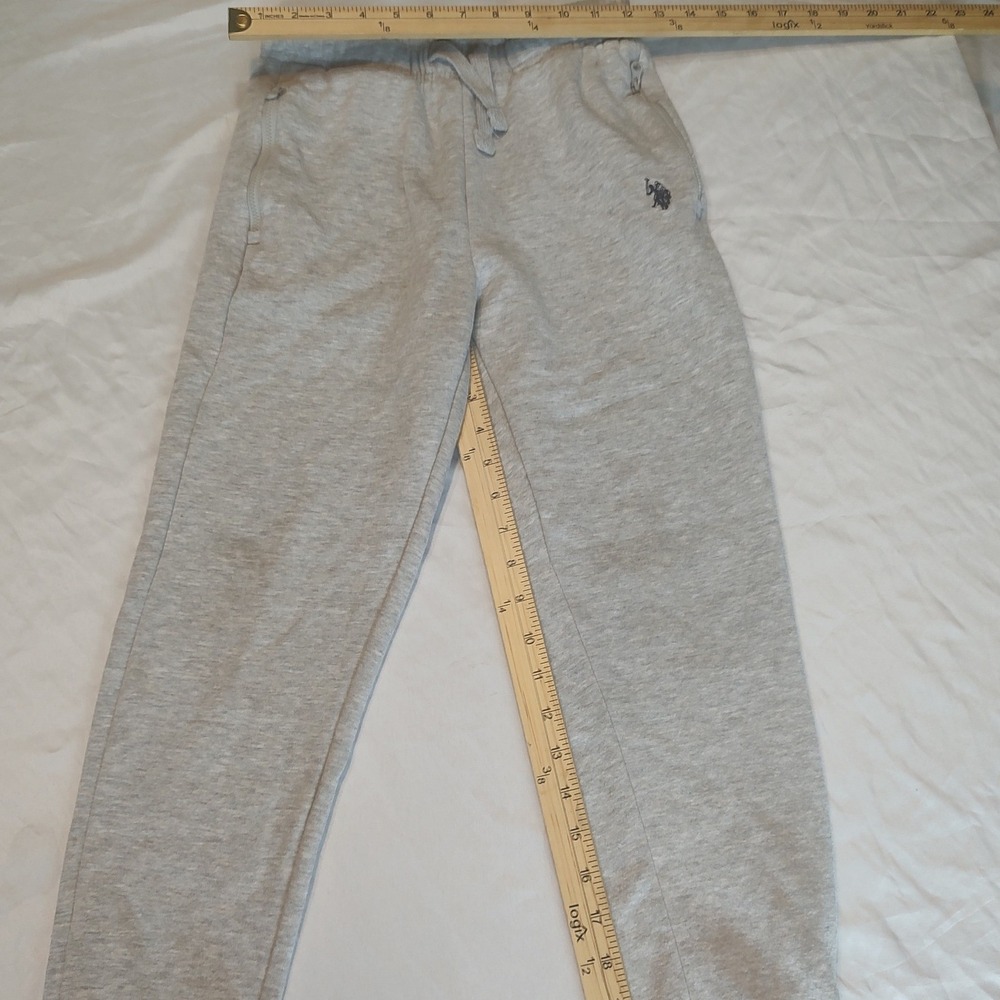 U.S. Polo Assn Sweatpants Kids L 10-12 Gray Excellent Fleece Joggers Zip Pockets